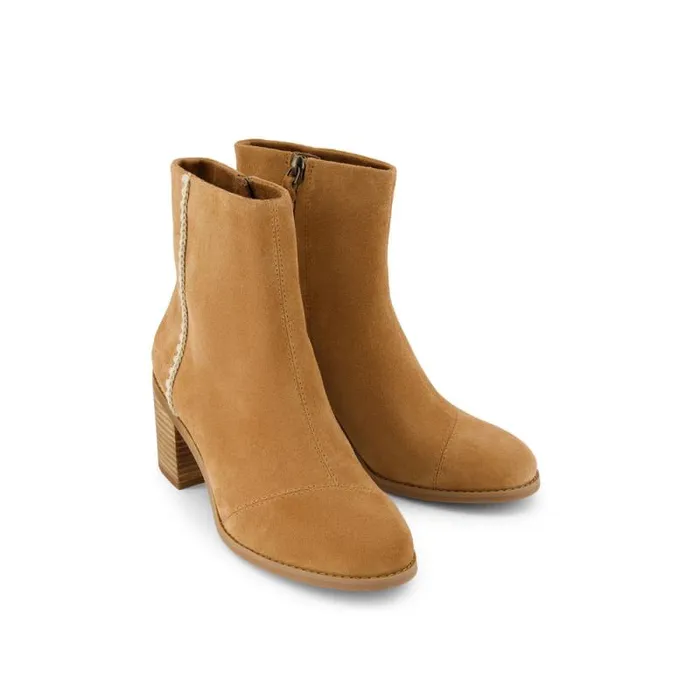 Toms Boots and Booties Evelyn Heeled Boot Brown Suede Deco Stitch 8211 Women Toms Boots and Booties Evelyn Heeled Boot Brown Suede Deco Stitch 8211 Women