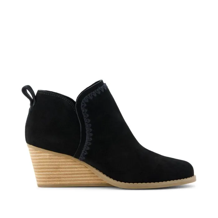 Toms Boots and Booties Kaia Wedge Ankle Boot Suede Black 8211 Women