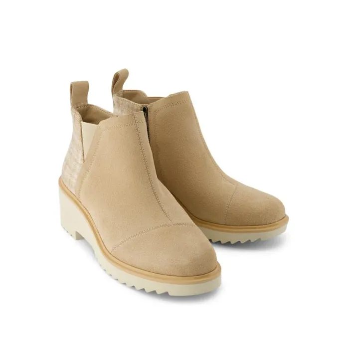 Toms Boots and Booties Maude Wedge Boot Natural Suede Cozy Plaid 8211 Women Toms Boots and Booties Maude Wedge Boot Natural Suede Cozy Plaid 8211 Women