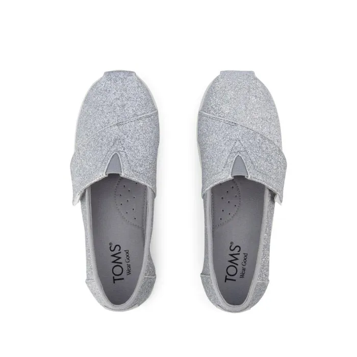 Toms Slip Ons Alpargata Classic Kids Shoe Silver Iridescent Glimmer 8211 Kids Toms Slip Ons Alpargata Classic Kids Shoe Silver Iridescent Glimmer 8211 Kids