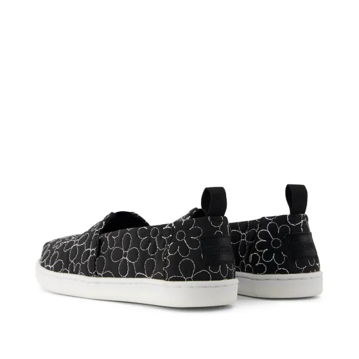 Toms TOMS Classics Alpargata Kids Shoe Black Quilted Daisy 8211 KidsWomen Toms TOMS Classics Alpargata Kids Shoe Black Quilted Daisy 8211 KidsWomen