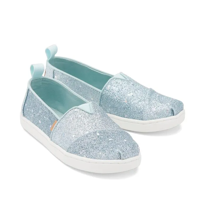 Toms TOMS Classics Alpargata Kids Shoe Cosmic Mint Glitter 8211 KidsWomen Toms TOMS Classics Alpargata Kids Shoe Cosmic Mint Glitter 8211 KidsWomen