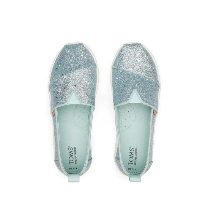Toms TOMS Classics Alpargata Kids Shoe Cosmic Mint Glitter 8211 KidsWomen Toms TOMS Classics Alpargata Kids Shoe Cosmic Mint Glitter 8211 KidsWomen