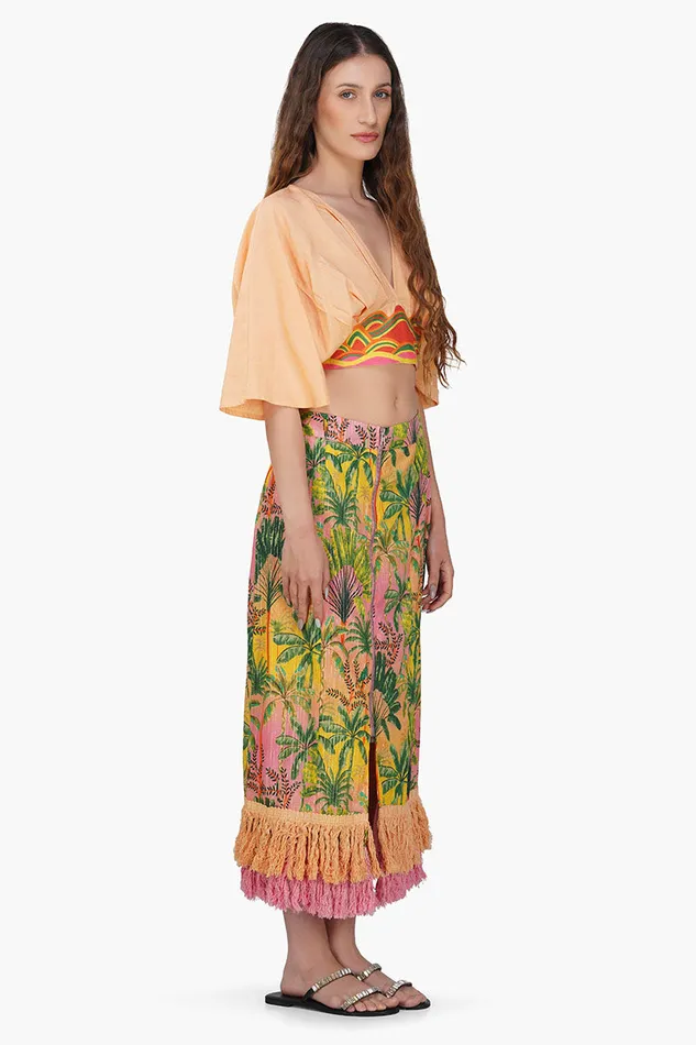 Tops America and Beyond Women Sunshade Embroidered Crop Top