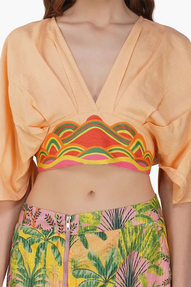 Tops America and Beyond Women Sunshade Embroidered Crop Top