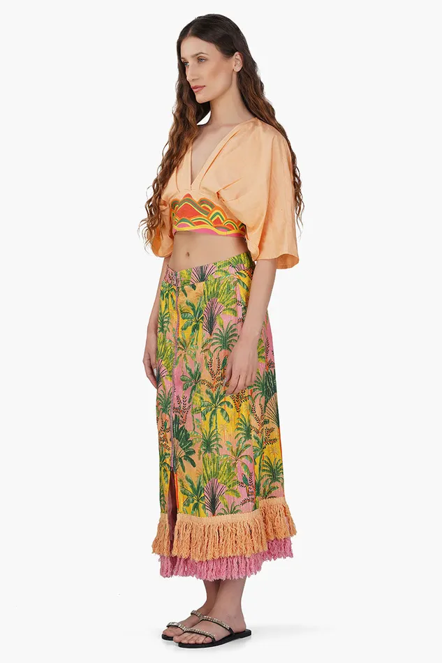Tops America and Beyond Women Sunshade Embroidered Crop Top