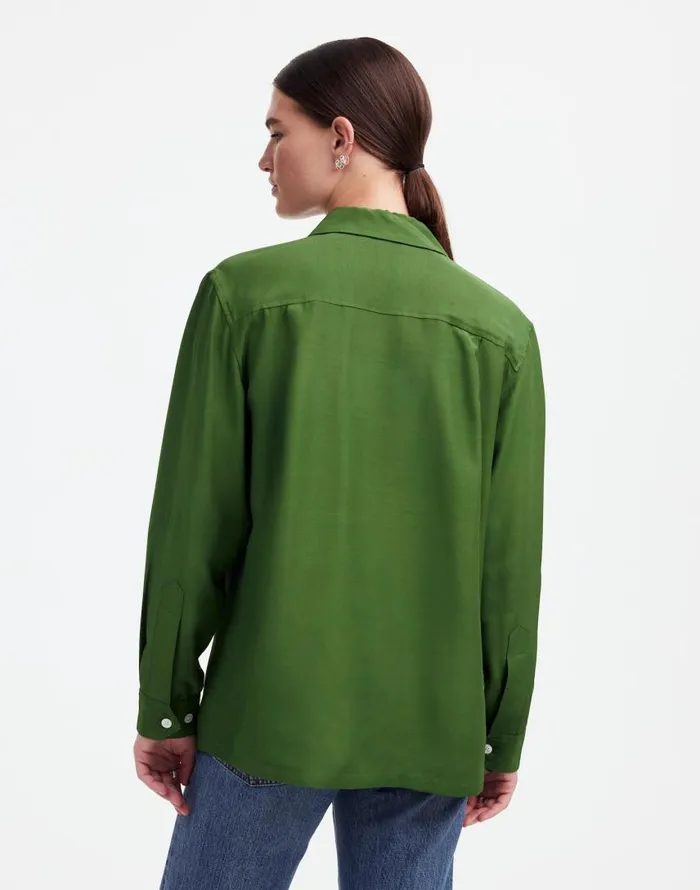 Tops and Shirts Women Madewell Alexa Chung For Madewell PleatPocket ButtonUp Shirt Dark Pine