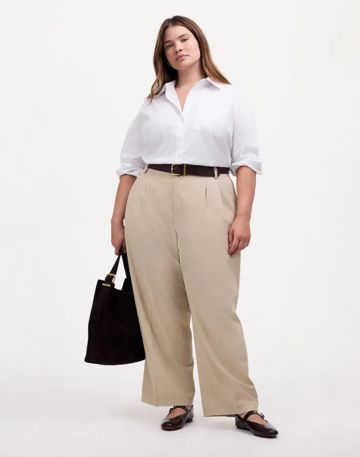 Tops and Shirts Women Madewell Plus Easy YNeck ButtonUp Shirt Eyelet White