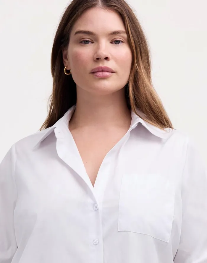 Tops and Shirts Women Madewell Plus Easy YNeck ButtonUp Shirt Eyelet White