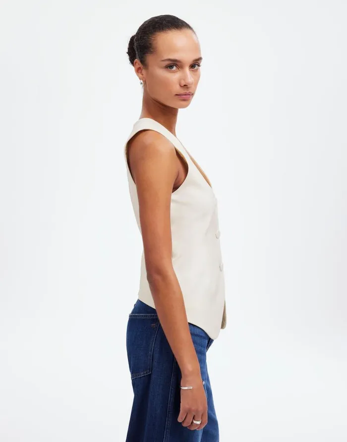 Tops and Shirts Women Madewell VNeck Vest In Wool Blend Winter White