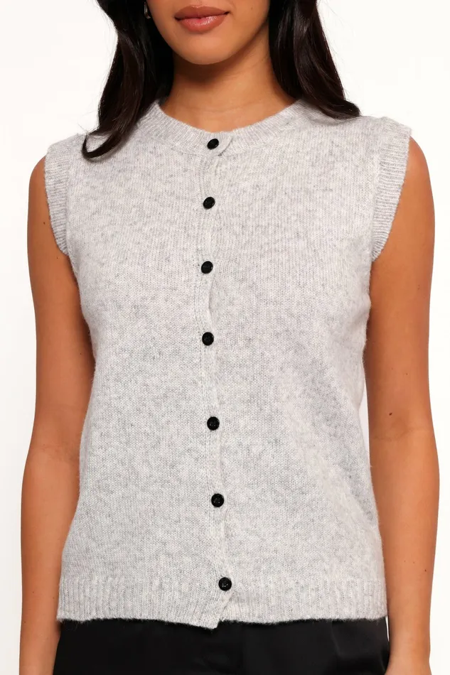 Tops Grace Knit Vest Grey 8211 Petal and Pup Women