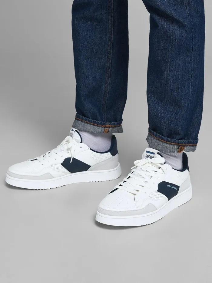 Trainers JACK and JONES Mens FAUX LEATHER SNEAKERS White Navy Blazer For Sale Trainers JACK and JONES Mens FAUX LEATHER SNEAKERS White Navy Blazer For Sale