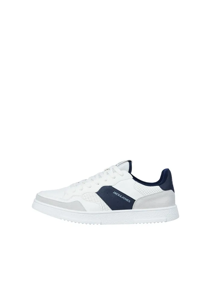 Trainers JACK and JONES Mens FAUX LEATHER SNEAKERS White Navy Blazer For Sale