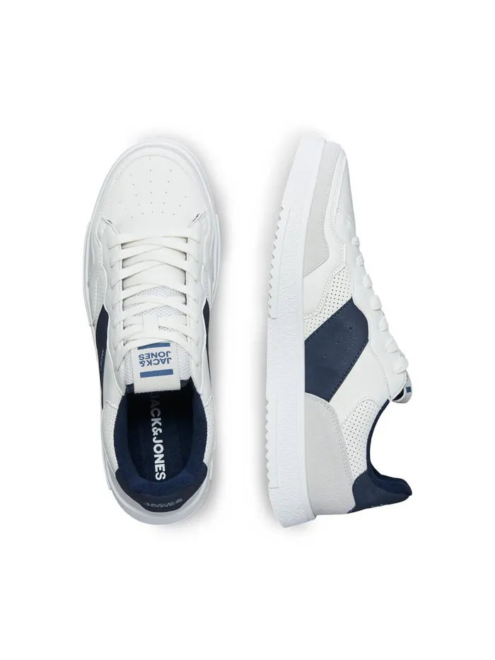 Trainers JACK and JONES Mens FAUX LEATHER SNEAKERS White Navy Blazer For Sale