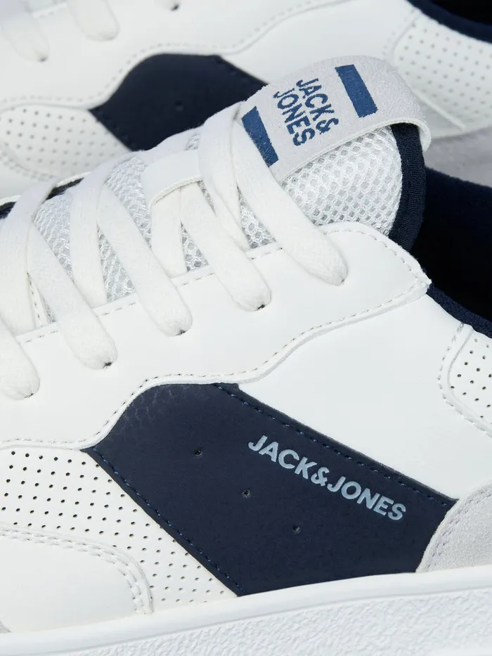 Trainers JACK and JONES Mens FAUX LEATHER SNEAKERS White Navy Blazer For Sale