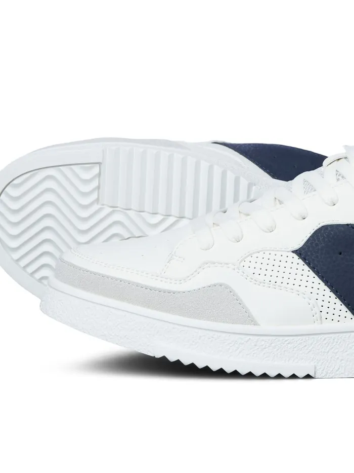 Trainers JACK and JONES Mens FAUX LEATHER SNEAKERS White Navy Blazer For Sale