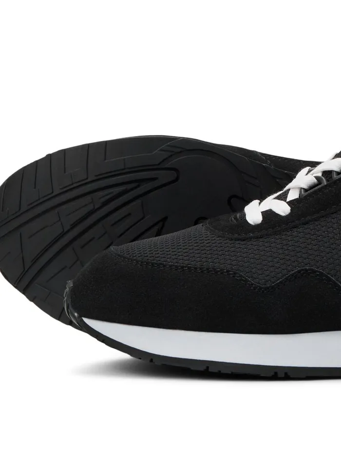 Trainers JACK and JONES Mens MESH FAUX SUEDE SNEAKERS Black Anthracite Casaul