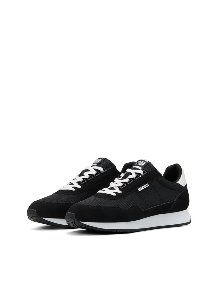 Trainers JACK and JONES Mens MESH FAUX SUEDE SNEAKERS Black Anthracite Casaul