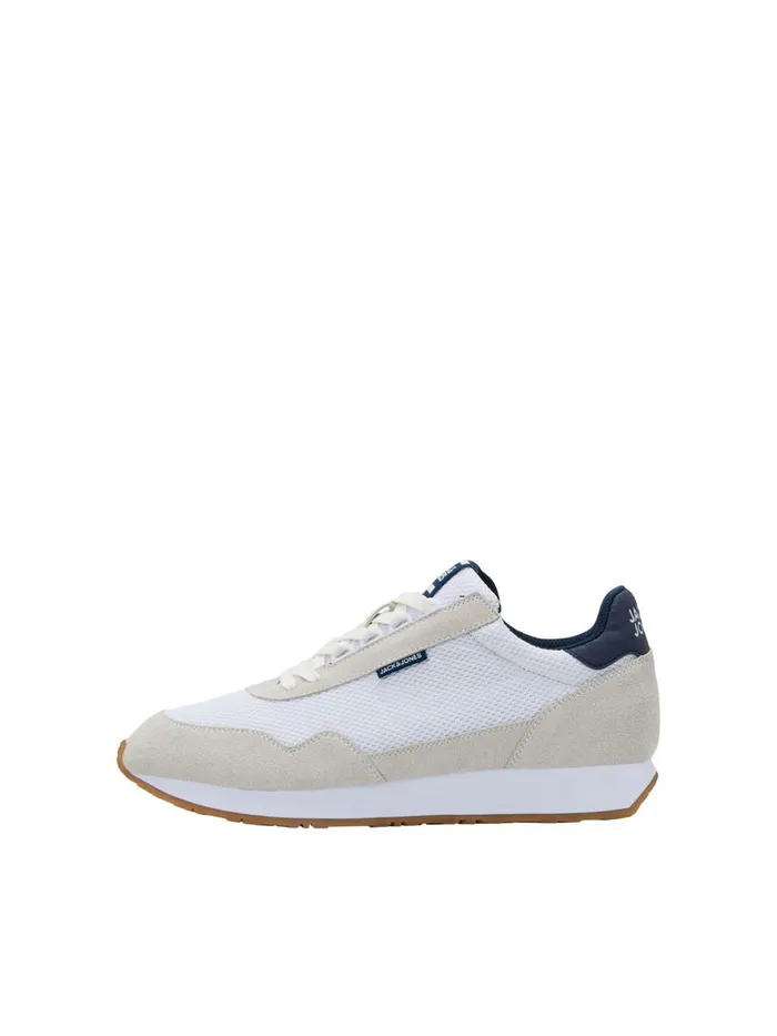 Trainers JACK and JONES Mens MESH FAUX SUEDE SNEAKERS White White Gift 4 You