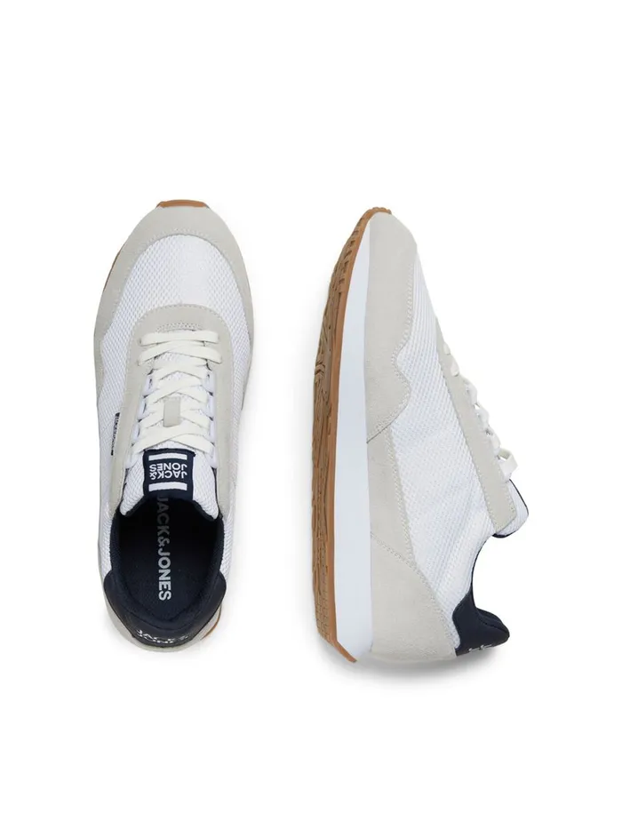 Trainers JACK and JONES Mens MESH FAUX SUEDE SNEAKERS White White Gift 4 You