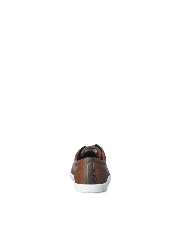 Trainers JACK and JONES Mens PU LEATHER SNEAKERS Brown Cognac Casaul