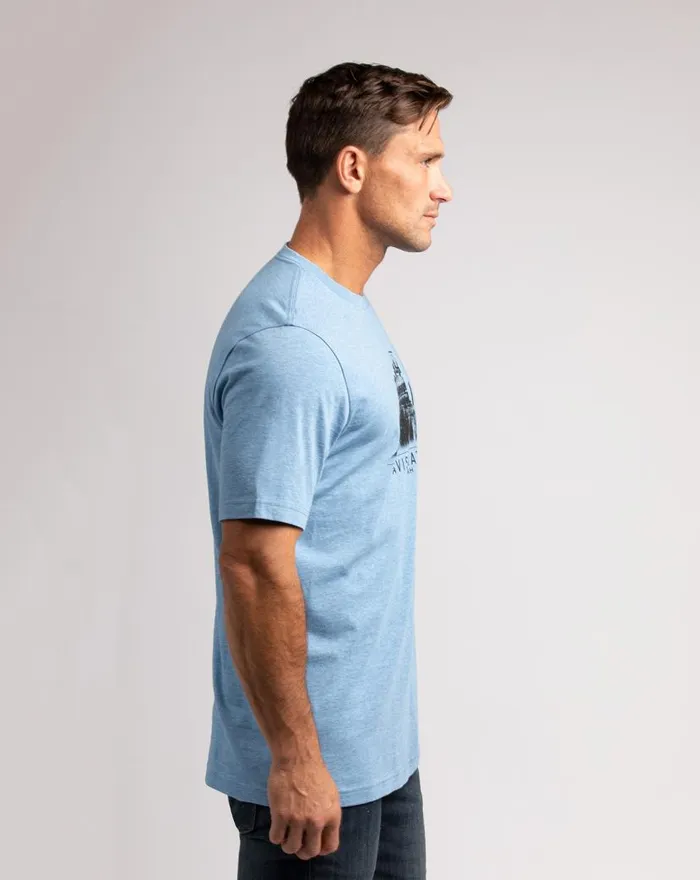 TravisMathew ACROSS THE PLATEAU TEE Heather Blue Men Tees TravisMathew ACROSS THE PLATEAU TEE Heather Blue Men Tees