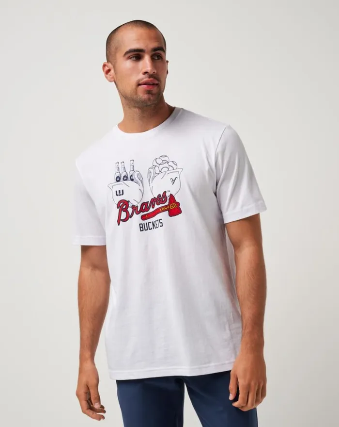 TravisMathew ATLANTA BRAVES STRIKE ONE TEE White Men Tees