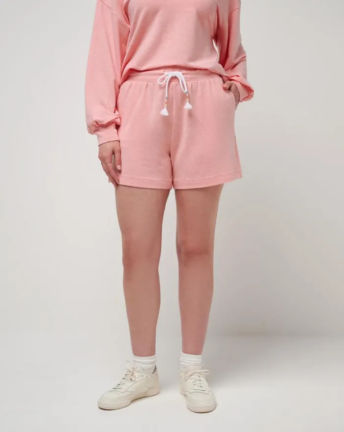 TravisMathew BEACH CRAZE CLOUD TERRY SHORT Heather Shell Pink Women Shorts TravisMathew BEACH CRAZE CLOUD TERRY SHORT Heather Shell Pink Women Shorts