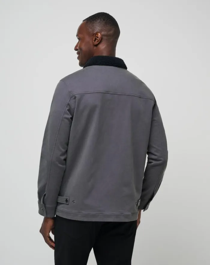 TravisMathew CLOUD DENIM SHERPA JACKET Grey Pinstripe Men Jackets TravisMathew CLOUD DENIM SHERPA JACKET Grey Pinstripe Men Jackets
