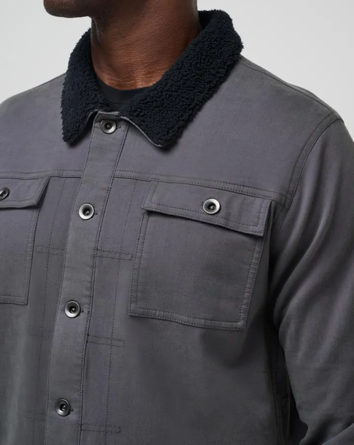 TravisMathew CLOUD DENIM SHERPA JACKET Grey Pinstripe Men Jackets TravisMathew CLOUD DENIM SHERPA JACKET Grey Pinstripe Men Jackets