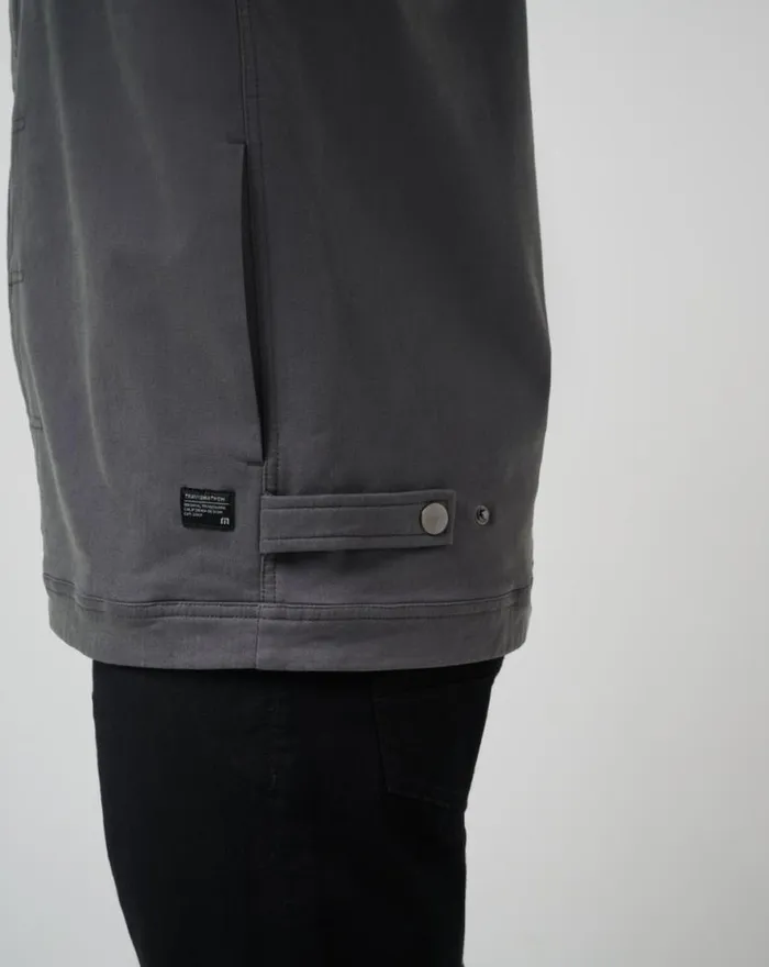 TravisMathew CLOUD DENIM SHERPA JACKET Grey Pinstripe Men Jackets TravisMathew CLOUD DENIM SHERPA JACKET Grey Pinstripe Men Jackets
