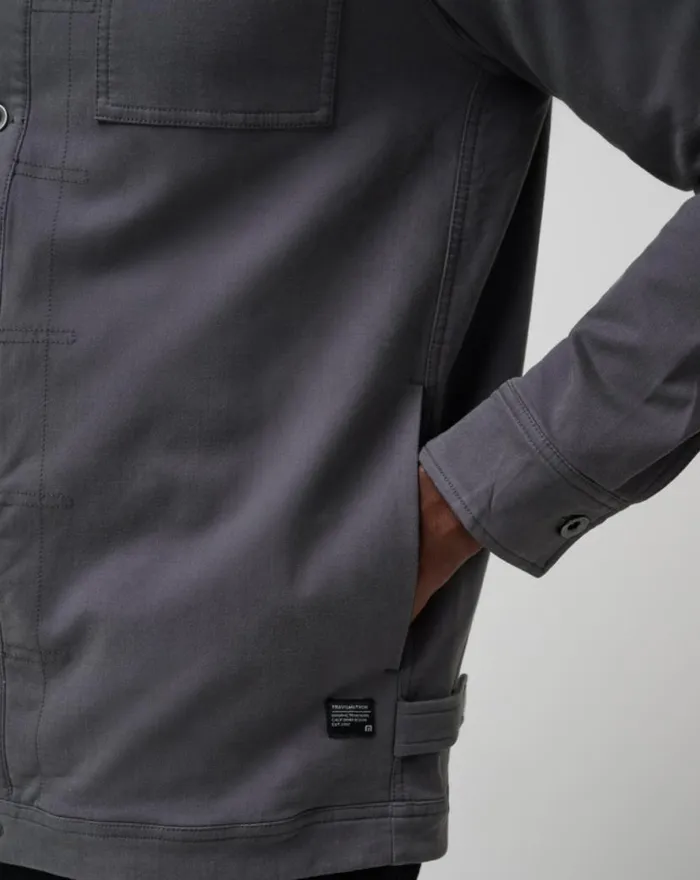 TravisMathew CLOUD DENIM SHERPA JACKET Grey Pinstripe Men Jackets TravisMathew CLOUD DENIM SHERPA JACKET Grey Pinstripe Men Jackets