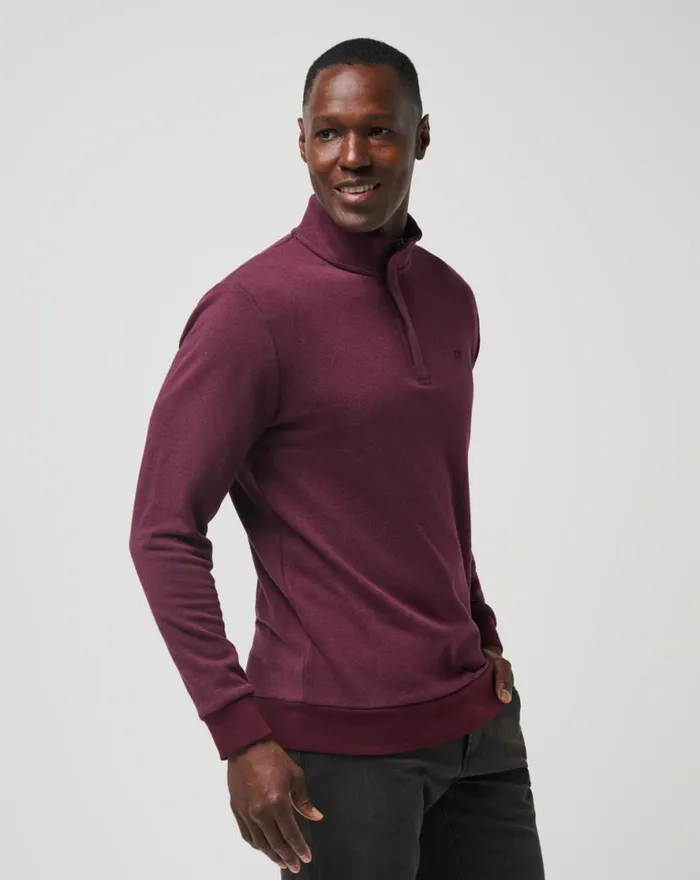 TravisMathew CLOUD QUARTER ZIP 20 Heather Dark Red Men Quarter Zips TravisMathew CLOUD QUARTER ZIP 20 Heather Dark Red Men Quarter Zips