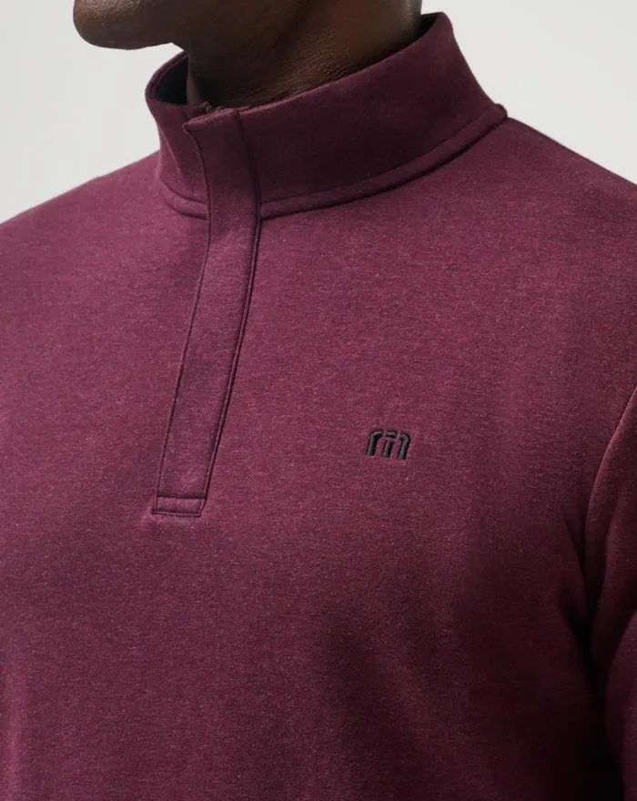 TravisMathew CLOUD QUARTER ZIP 20 Heather Dark Red Men Quarter Zips TravisMathew CLOUD QUARTER ZIP 20 Heather Dark Red Men Quarter Zips
