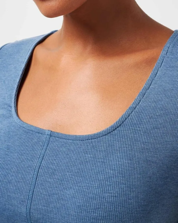 TravisMathew CLOUD RIB TRANQUILITY TEE Heather Copen Blue Women Shirts and Tops TravisMathew CLOUD RIB TRANQUILITY TEE Heather Copen Blue Women Shirts and Tops