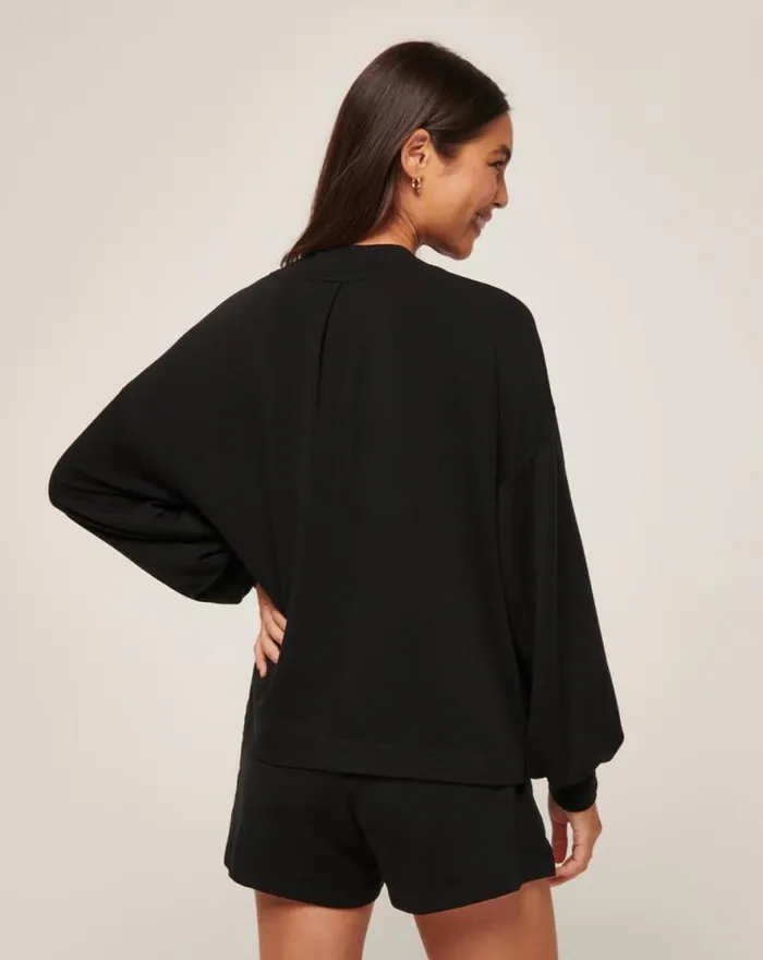 TravisMathew CLOUD TERRY VNECK TOP Black Women Shirts and Tops