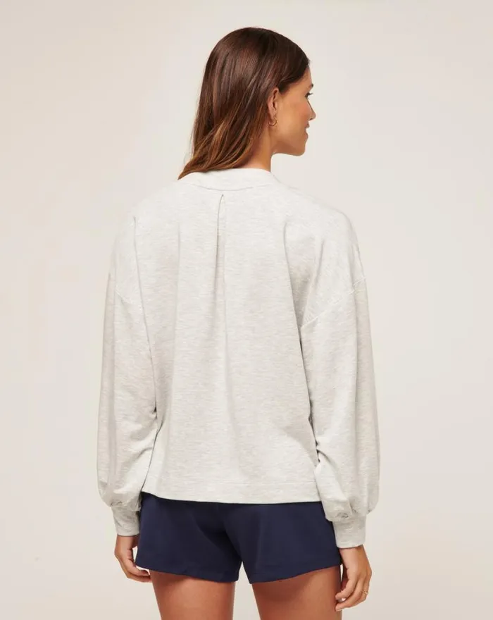 TravisMathew CLOUD TERRY VNECK TOP Heather Light Grey Women Shirts and Tops TravisMathew CLOUD TERRY VNECK TOP Heather Light Grey Women Shirts and Tops
