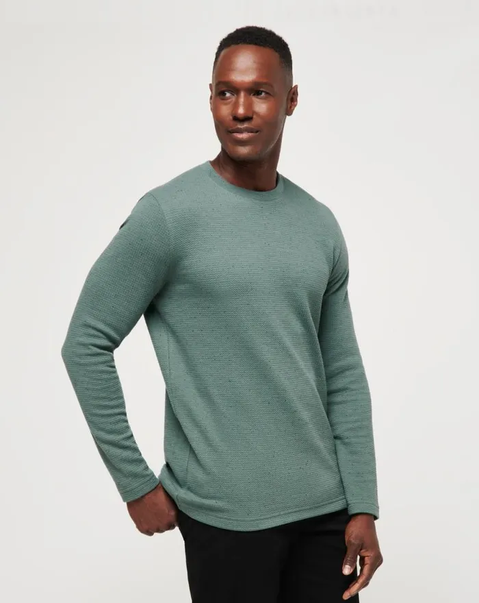 TravisMathew CLOUD WAFFLE CREW Silver Pine Men Hoodies and Sweatshirts TravisMathew CLOUD WAFFLE CREW Silver Pine Men Hoodies and Sweatshirts