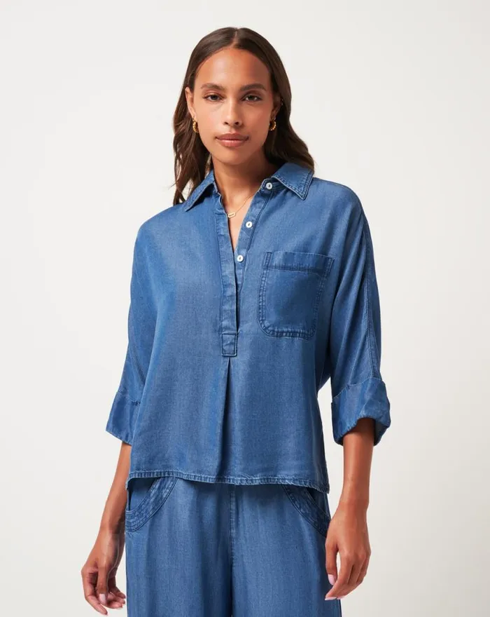 TravisMathew OLD HAVANA TOP Copen Blue Women Shirts and Tops TravisMathew OLD HAVANA TOP Copen Blue Women Shirts and Tops