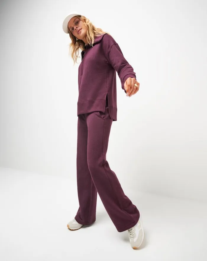 TravisMathew SAVE THE DAY WIDE LEG PANT Heather Winetasting Women Pants TravisMathew SAVE THE DAY WIDE LEG PANT Heather Winetasting Women Pants
