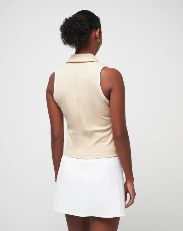 TravisMathew SIP AND SEA MOVEKNIT SLEEVELESS POLO Brazilian Sand Women Polos TravisMathew SIP AND SEA MOVEKNIT SLEEVELESS POLO Brazilian Sand Women Polos