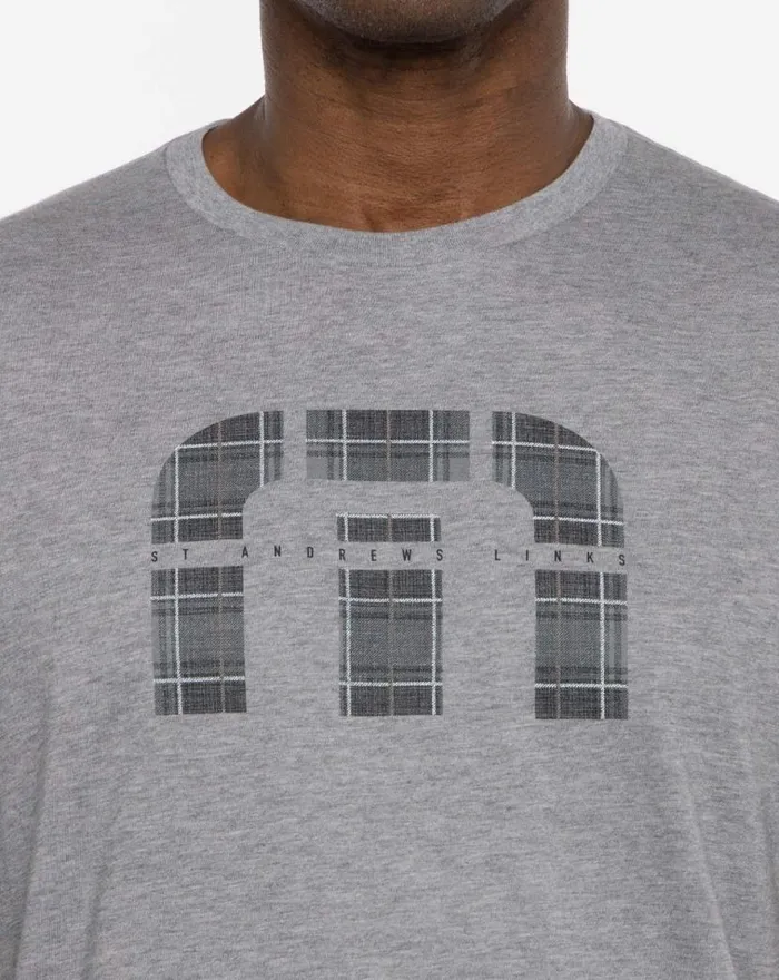 TravisMathew ST ANDREWS SHADOWY PLAID TEE Heather Grey Men Tees TravisMathew ST ANDREWS SHADOWY PLAID TEE Heather Grey Men Tees