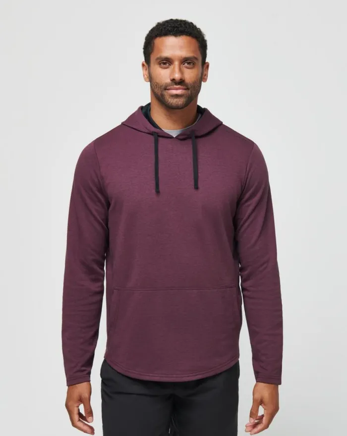 TravisMathew UPGRADED TECH HOODIE Heather Mauve Wine Men Hoodies and Sweatshirts