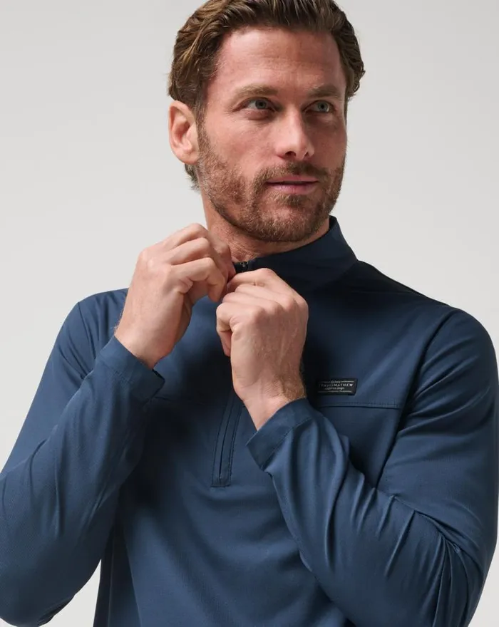 TravisMathew WANDERLUST QUARTER ZIP Mood Indigo Men Quarter Zips TravisMathew WANDERLUST QUARTER ZIP Mood Indigo Men Quarter Zips