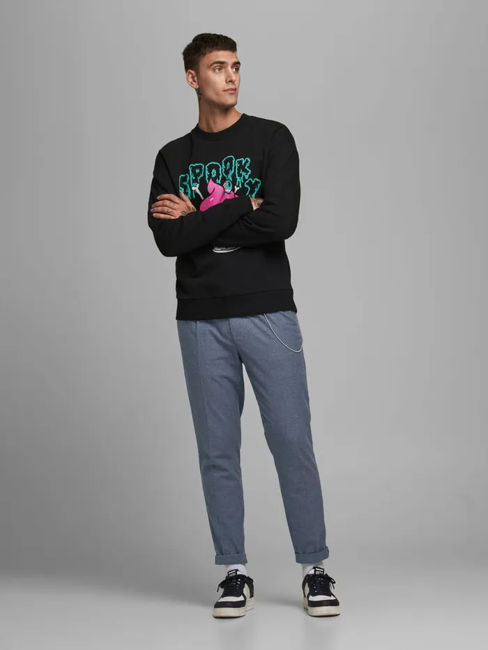 Trousers JACK and JONES Mens ACE MILTON AKM CHINOS Blue Dark Grey Melange