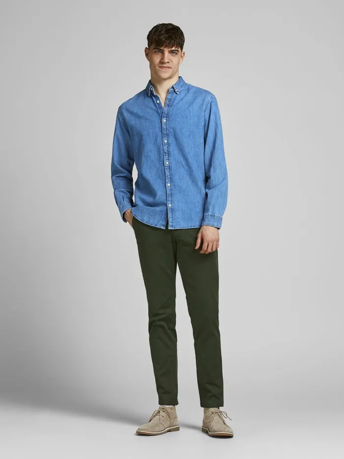 Trousers JACK and JONES Mens MARCO BOWIE CHINOS Green Forest Night