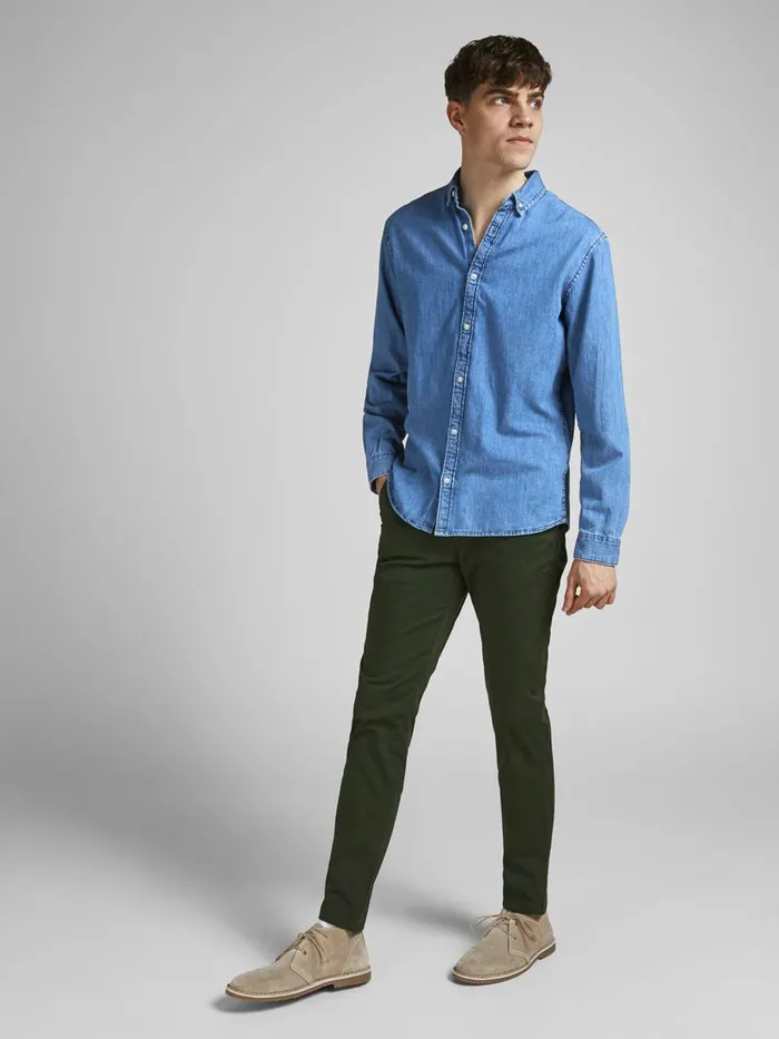 Trousers JACK and JONES Mens MARCO BOWIE CHINOS Green Forest Night