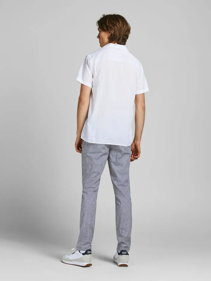 Trousers JACK and JONES Mens MARCO DAVE LINEN CHINOS Grey Blue Indigo