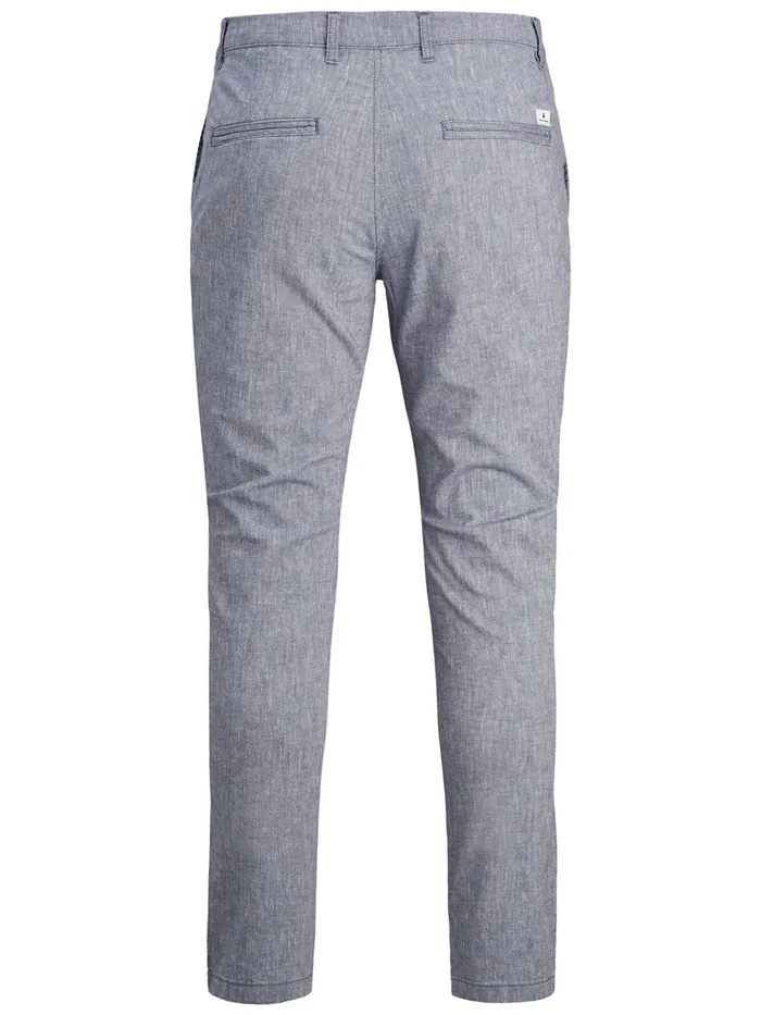 Trousers JACK and JONES Mens MARCO DAVE LINEN CHINOS Grey Blue Indigo