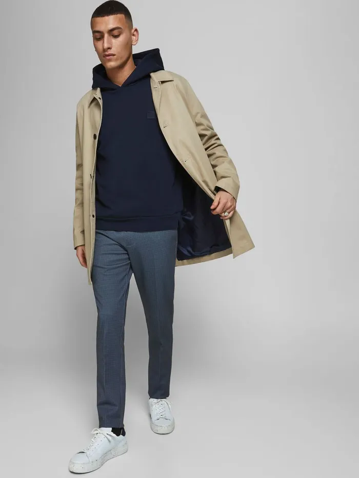 Trousers JACK and JONES Mens MARCO PHIL HOUNDSTOOTH CHINOS Blue Navy Blazer